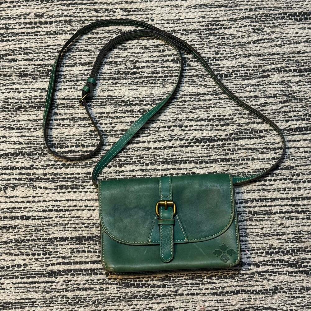 Patricia Nash Small Torri Leather Dark Teal Crossbody Purse